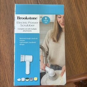 Brookstone Electric Power Scrubber - White & Blue Packaging